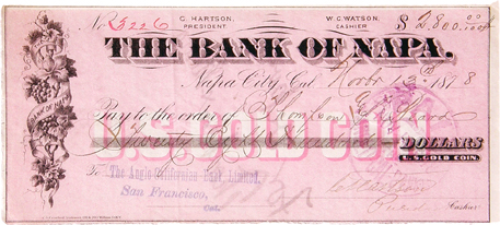 «Bank of Napa check»